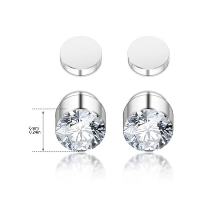 Magnetic Zircon Stud Earrings – Elegant Men's Accessory | Accessorio Uomo Elegante