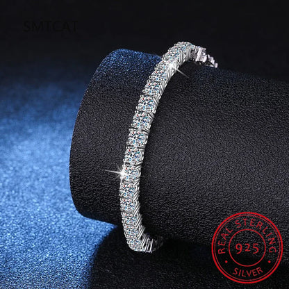 S925 Silver Moissanite Charm Bracelet – Elegant Men's Accessory | Accessorio Uomo Elegante