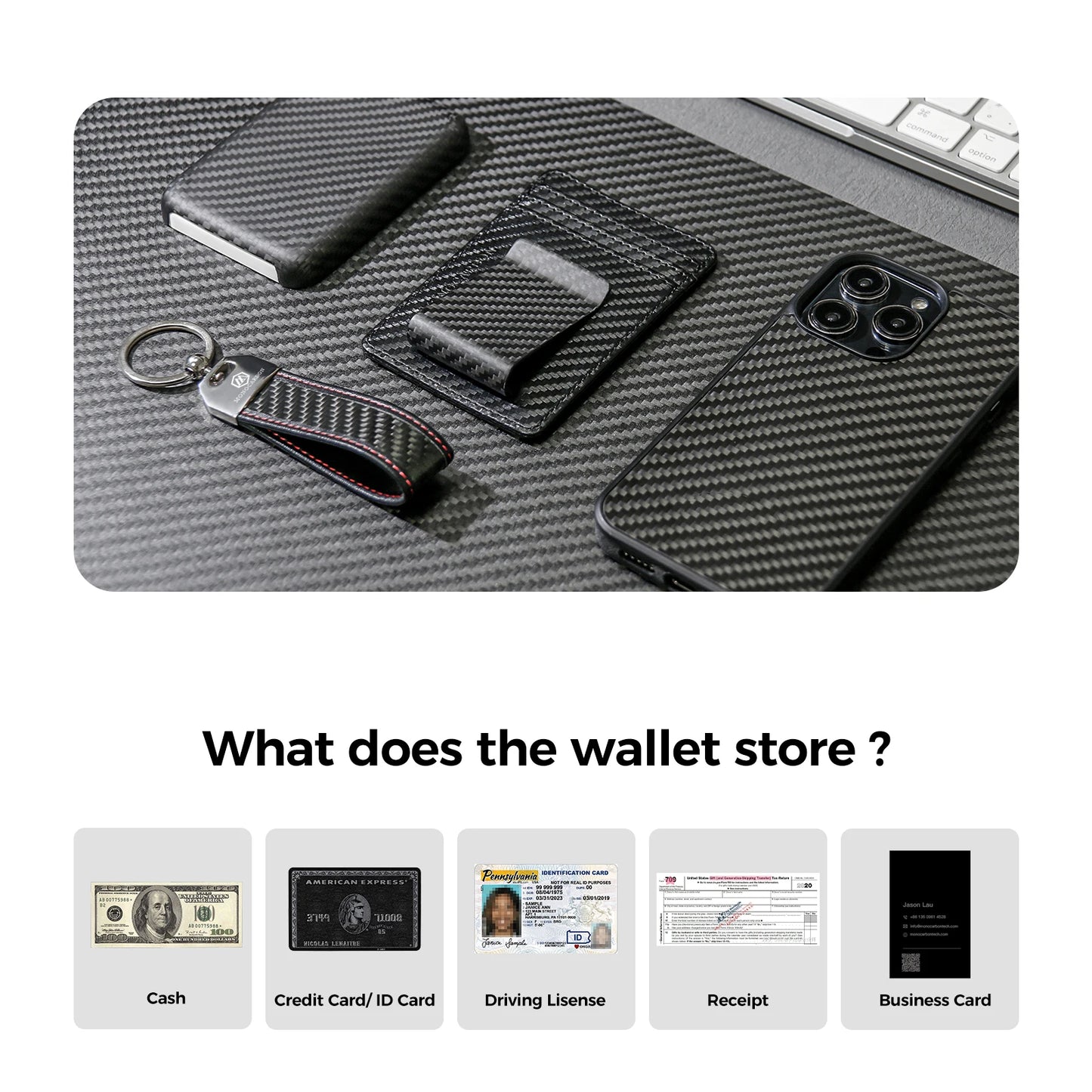 DRAVEN — Carbon Fiber Slim Wallet Men 2 in 1 Money Clip Design