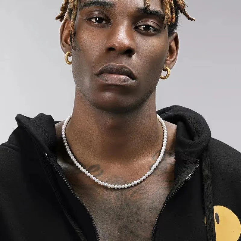 Handmade Pearl Bead Necklace – Trendy Unisex Jewelry for Men and Women – Elegant Men's Accessory | Accessorio Uomo Elegante