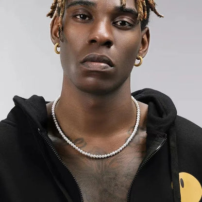 Handmade Pearl Bead Necklace – Trendy Unisex Jewelry for Men and Women – Elegant Men's Accessory | Accessorio Uomo Elegante