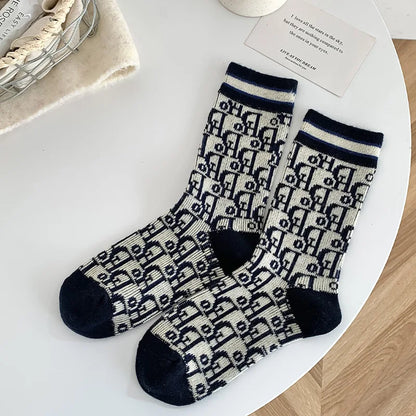 Women's Wool Warm Socks – French Style Letter Design