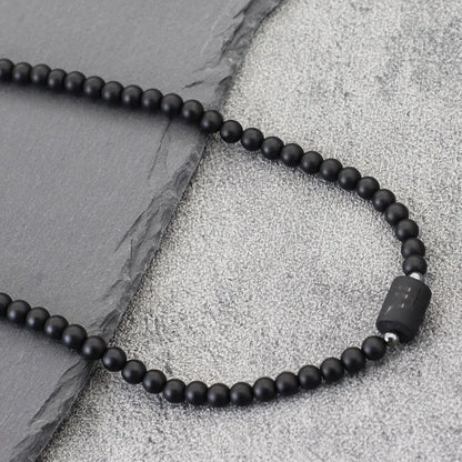 12 Constellations Black Onyx Necklace – Stainless Steel Zodiac Jewelry for Men – Elegant Men's Accessory | Accessorio Uomo Elegante