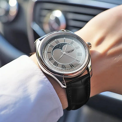 Men’s Luxury Quartz Watch – Elegant Leather & Waterproof Design – Elegant Men's Accessory | Accessorio Uomo Elegante