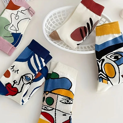 Abstract Print Mid Tube Socks – Trendy Unisex Graffiti Style