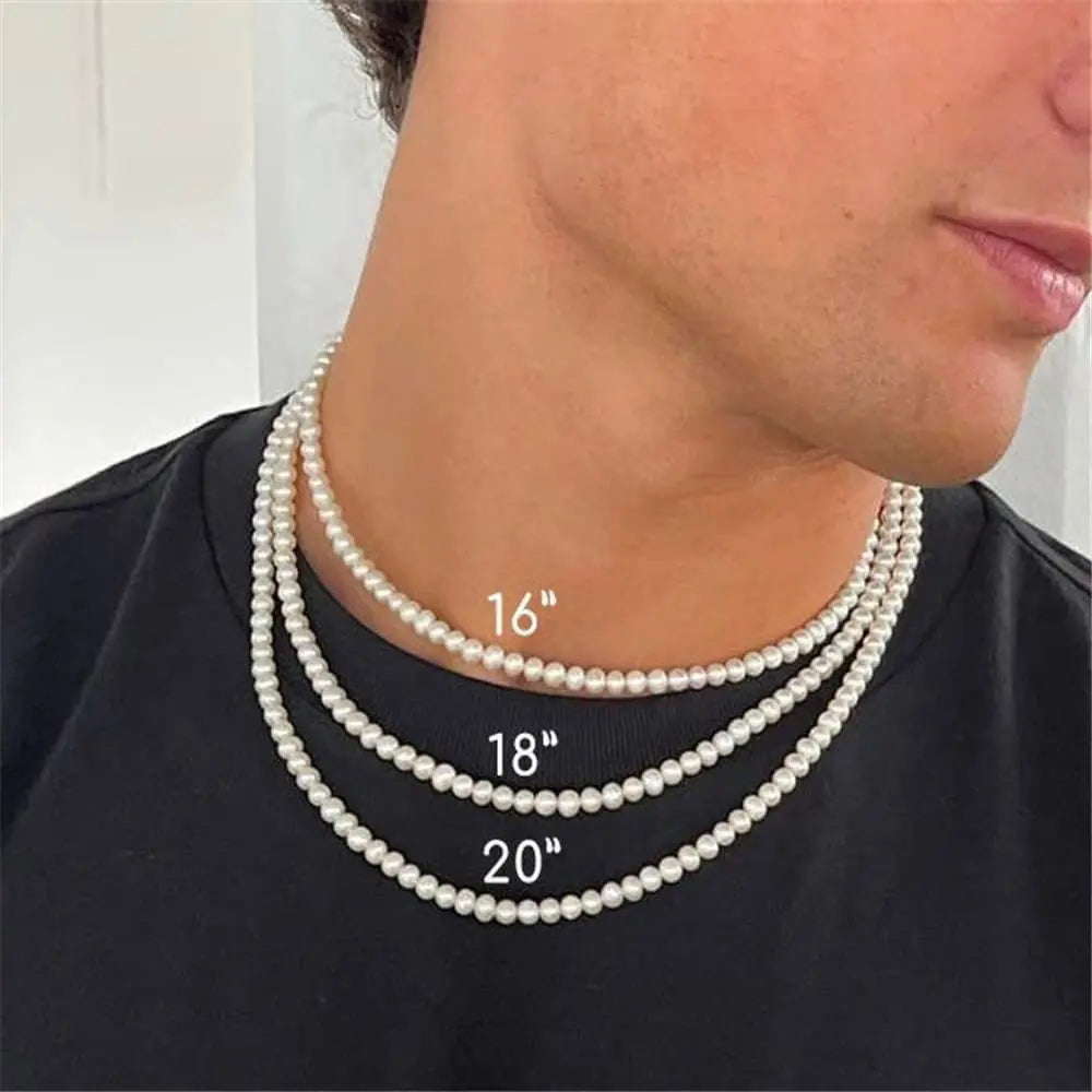 Handmade Pearl Bead Necklace – Trendy Unisex Jewelry for Men and Women – Elegant Men's Accessory | Accessorio Uomo Elegante
