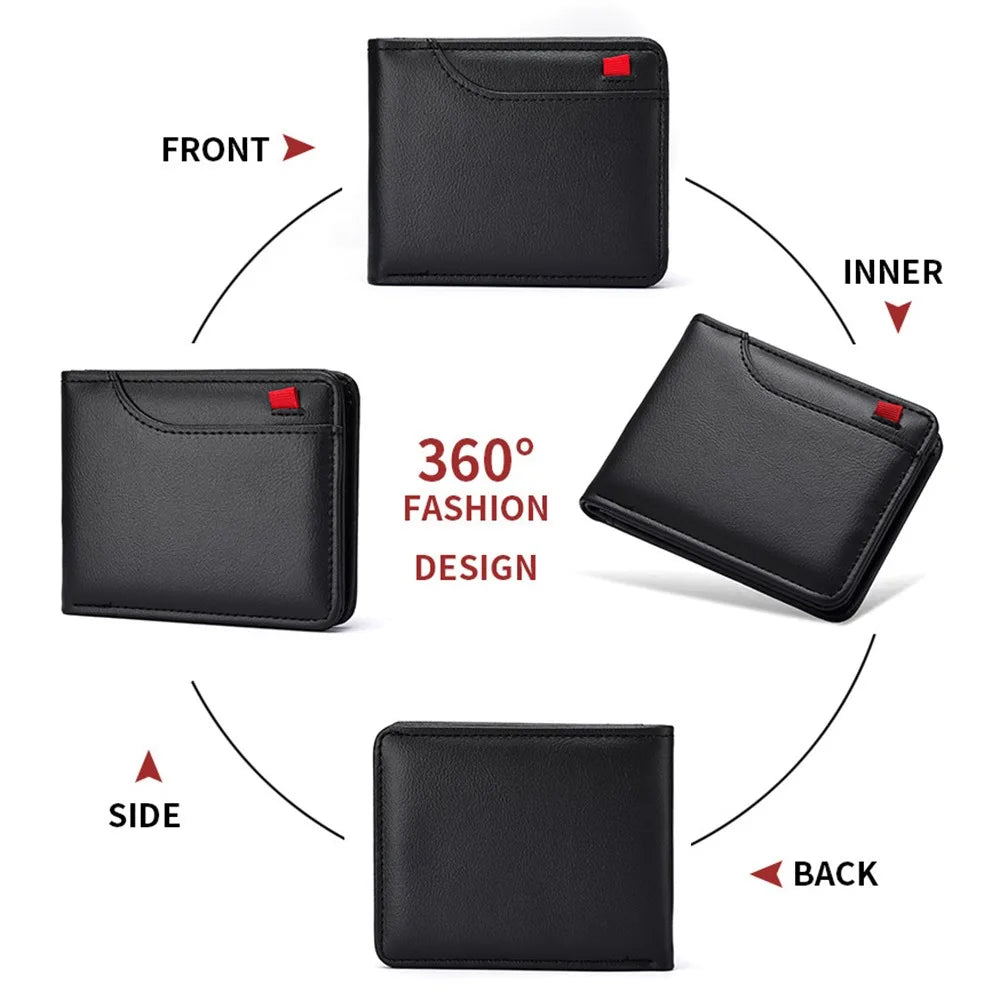 Classic Leather Bifold Wallet Men Business Short Design – Elegant Men's Accessory | Accessorio Uomo Elegante