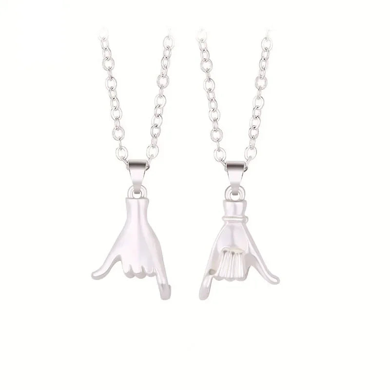 DRAVEN — Pinky Swear Couple Necklace Set – Promise Hand Pendant Jewelry for Lovers and Friends