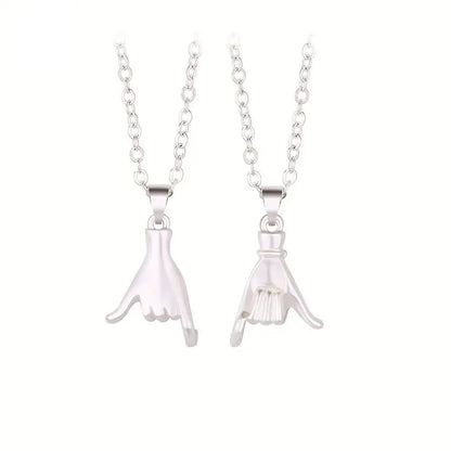 Pinky Swear Couple Necklace Set – Promise Hand Pendant Jewelry for Lovers and Friends