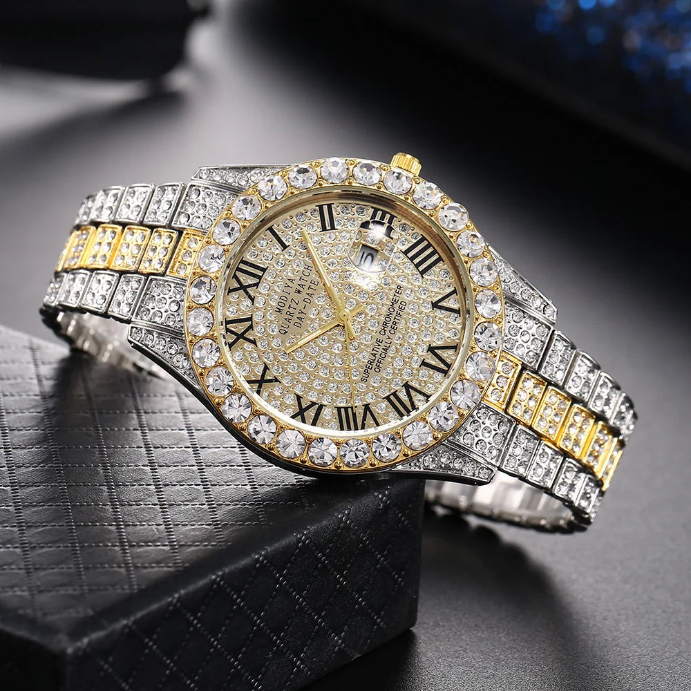 DRAVEN — Diamond Pulse – Unisex Crystal Luxury Watch with Full Rhinestone Detailing
