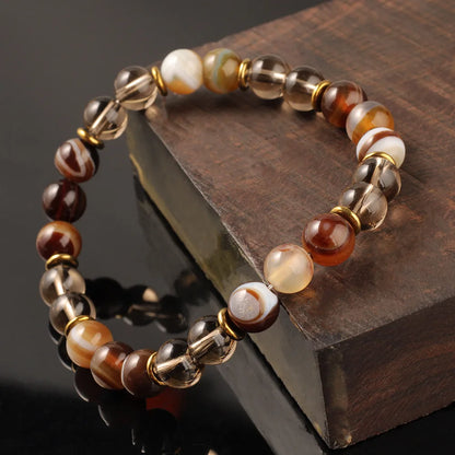 Premium Brown Beaded Bracelet – Elegant Men's Accessory | Accessorio Uomo Elegante