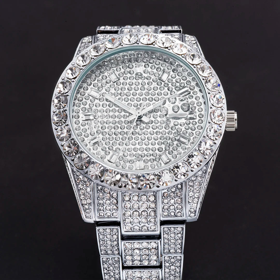 DRAVEN — King’s Shine – Men’s Crystal Steel Watch with Calendar & Waterproof Design