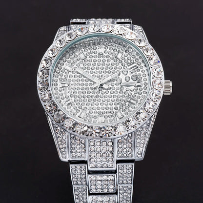 King’s Shine – Men’s Crystal Steel Watch with Calendar & Waterproof Design – Elegant Men's Accessory | Accessorio Uomo Elegante