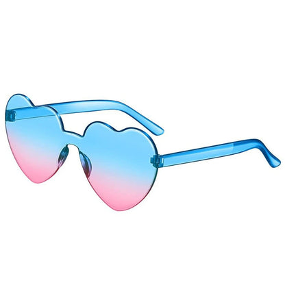 Rimless Heart Sunglasses – Colorful Gradient Love Shades – Elegant Men's Accessory | Accessorio Uomo Elegante