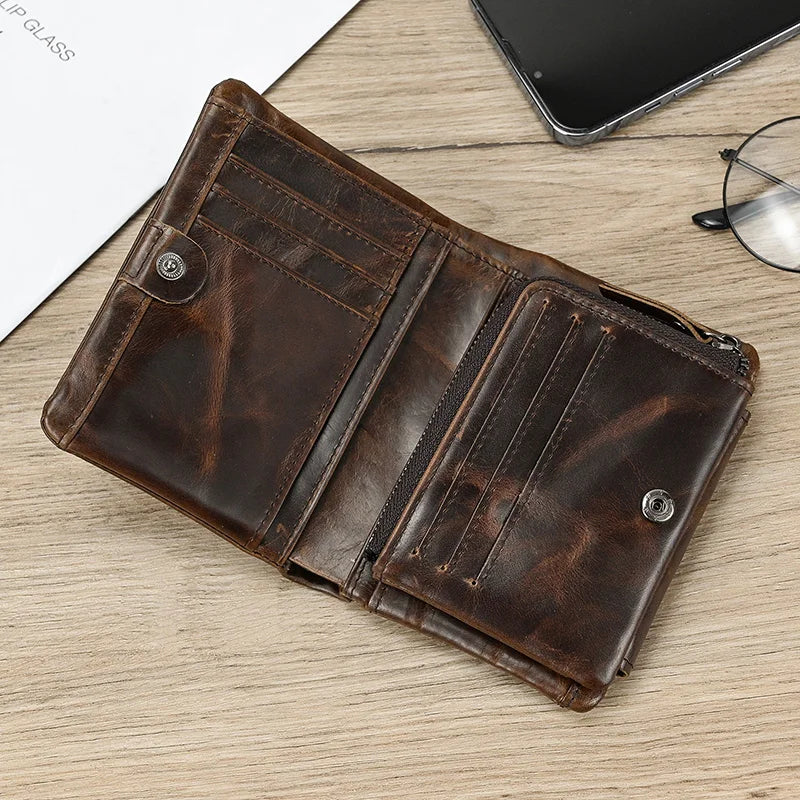 DRAVEN — Genuine Leather Short Wallet Men Soft Card Holder
