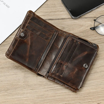 Genuine Leather Short Wallet Men Soft Card Holder – Elegant Men's Accessory | Accessorio Uomo Elegante
