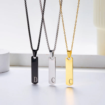 Stainless Steel Initial Bar Necklace – A–Z Alphabet Pendant Jewelry for Men and Women – Elegant Men's Accessory | Accessorio Uomo Elegante