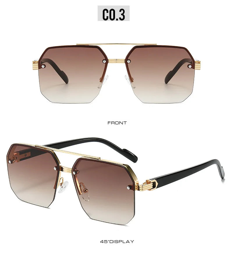 DRAVEN — Metal Half-Frame Sunglasses – Retro Casual Design