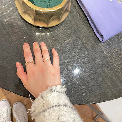 18K Gold Geometric Zircon Ring