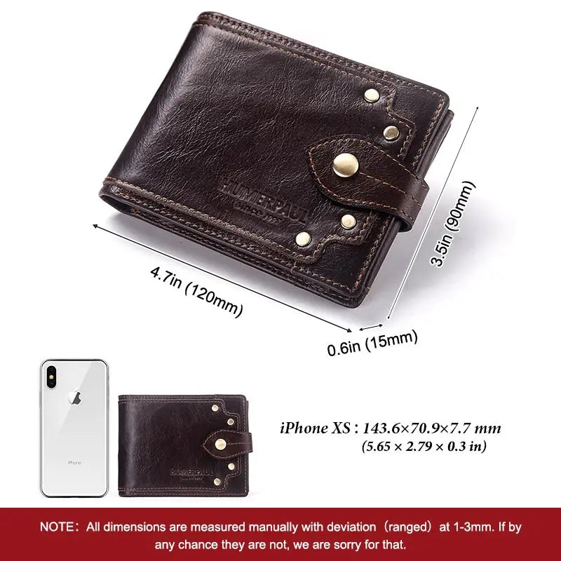DRAVEN — Genuine Leather Slim Wallet Men Minimalist RFID Design