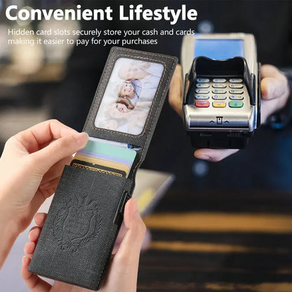 Automatic Card Ejector Wallet Men Faux Leather Slim Case – Elegant Men's Accessory | Accessorio Uomo Elegante