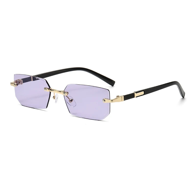 DRAVEN — Rimless Rectangle Sunglasses – Trendy Retro Look