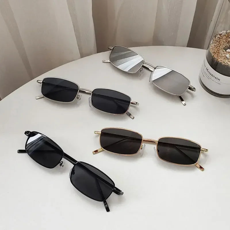 Small Rectangle Sunglasses – Vintage Metal Frame – Elegant Men's Accessory | Accessorio Uomo Elegante