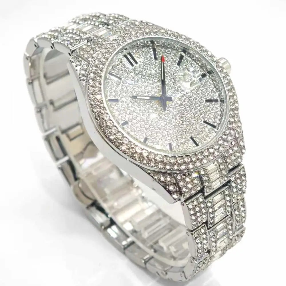 Crystal Frame – Men’s Rectangle Steel Luxury Watch with Calendar – Elegant Men's Accessory | Accessorio Uomo Elegante