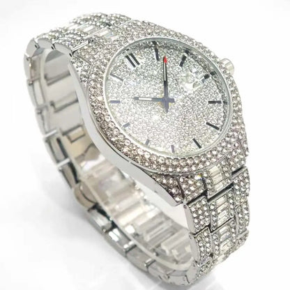 Crystal Frame – Men’s Rectangle Steel Luxury Watch with Calendar – Elegant Men's Accessory | Accessorio Uomo Elegante