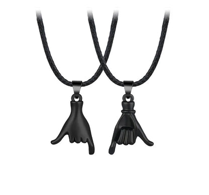 Pinky Swear Couple Necklace Set – Promise Hand Pendant Jewelry for Lovers and Friends