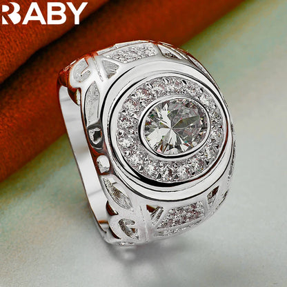 Large Zircon Sterling Silver Ring – Elegant Men's Accessory | Accessorio Uomo Elegante