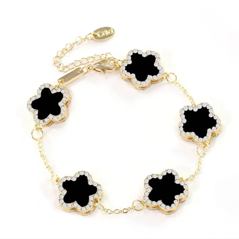 DRAVEN — Five-Flower Stone Link Bracelet