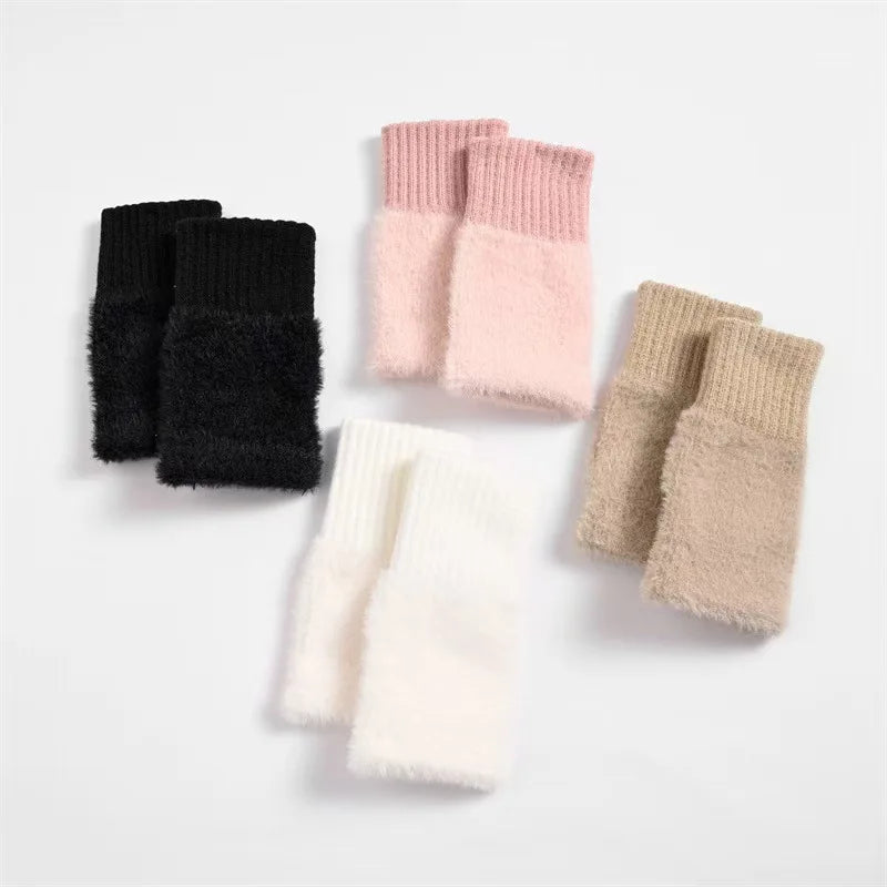 DRAVEN — Plush Knitted Fingerless Gloves – Women’s Soft Winter Style