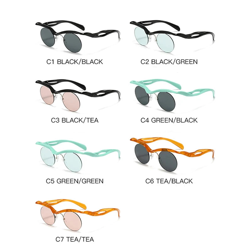 DRAVEN — Rimless Round Sunglasses – Trendy Designer Shape