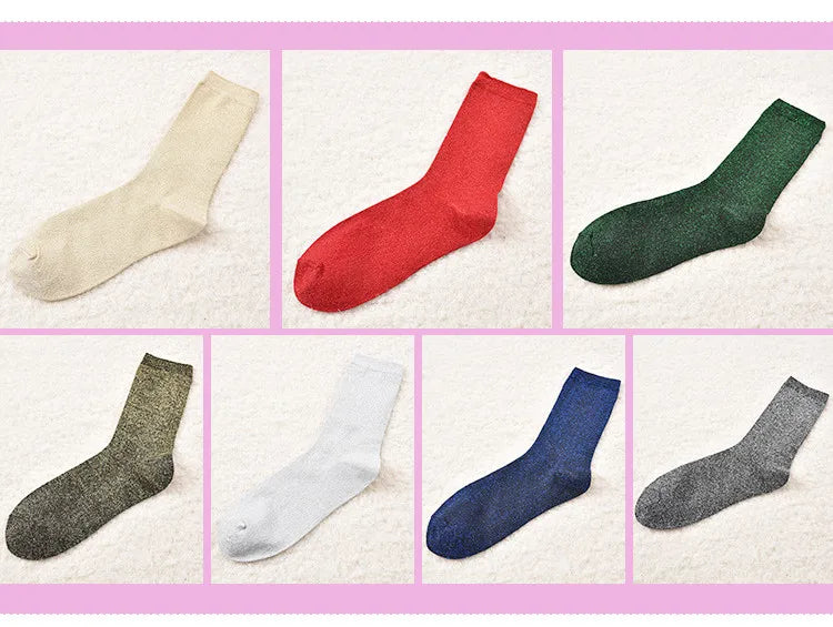 DRAVEN — Women's Glitter Silk Socks – Shiny Gold & Silver Tube