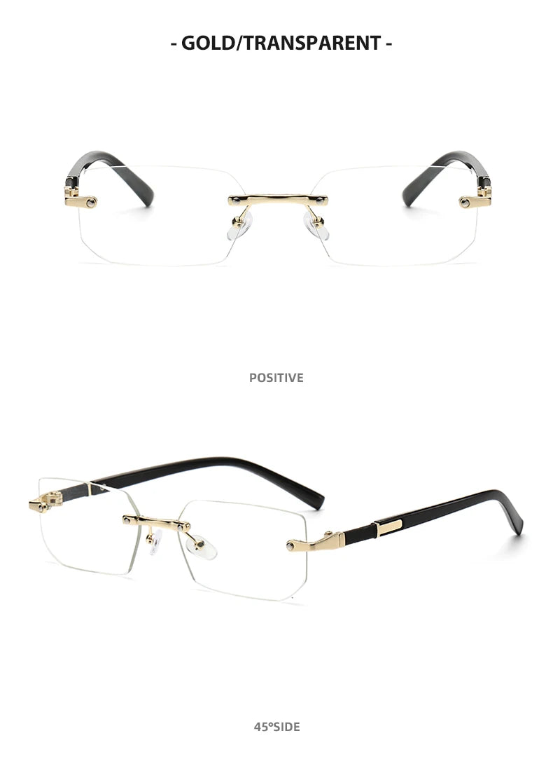 DRAVEN — Rimless Rectangle Sunglasses – Trendy Retro Look