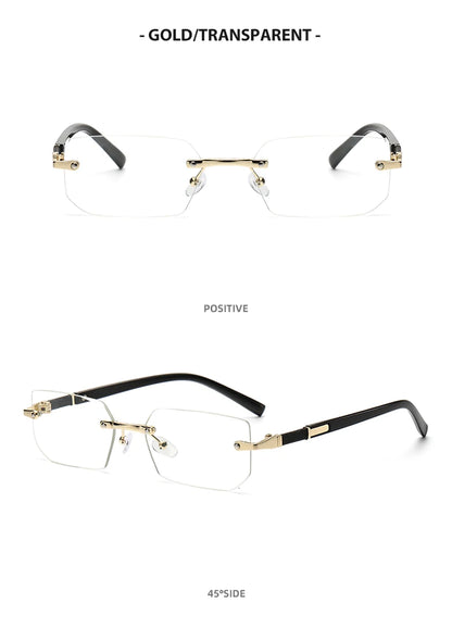 Rimless Rectangle Sunglasses – Trendy Retro Look – Elegant Men's Accessory | Accessorio Uomo Elegante