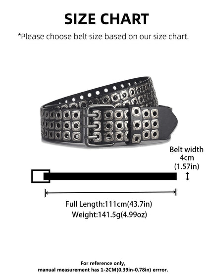 Punk Street Belt Unisex Square Beads Design – Elegant Men's Accessory | Accessorio Uomo Elegante