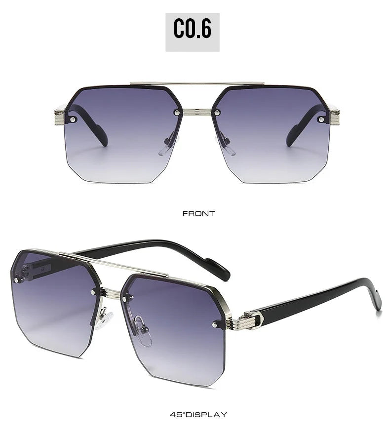 DRAVEN — Metal Half-Frame Sunglasses – Retro Casual Design