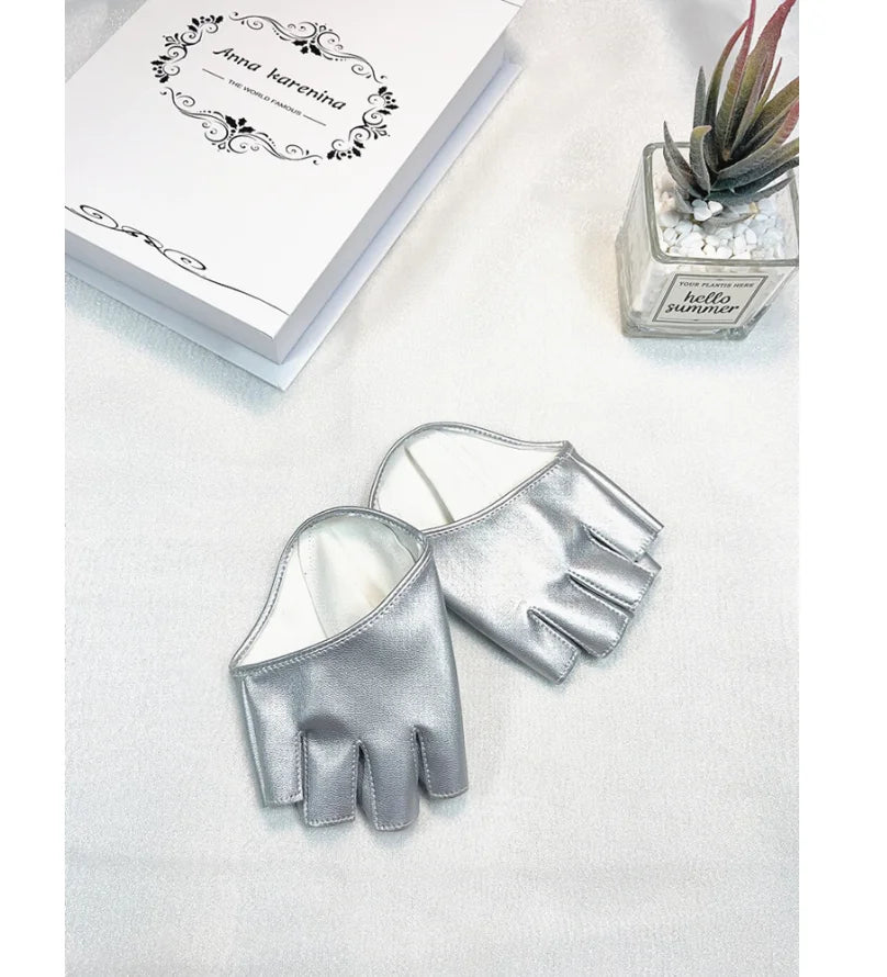 DRAVEN — Faux Leather Fingerless Gloves – Women’s Dance Performance Style