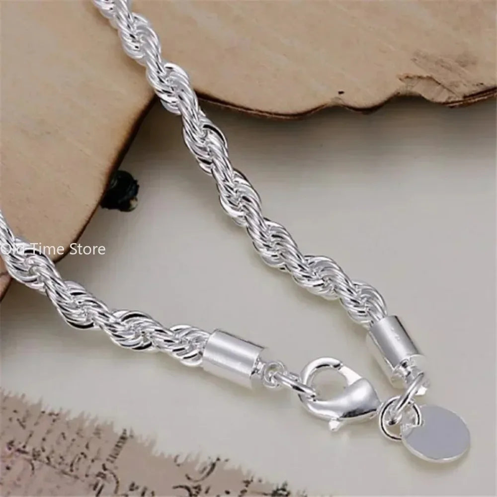 Twisted Silver Rope Chain Bracelet – Elegant Men's Accessory | Accessorio Uomo Elegante