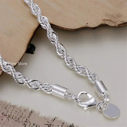 Twisted Silver Rope Chain Bracelet – Elegant Men's Accessory | Accessorio Uomo Elegante