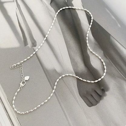 925 Sterling Silver Geometric Beads Necklace – Shiny Delicate Choker for Women