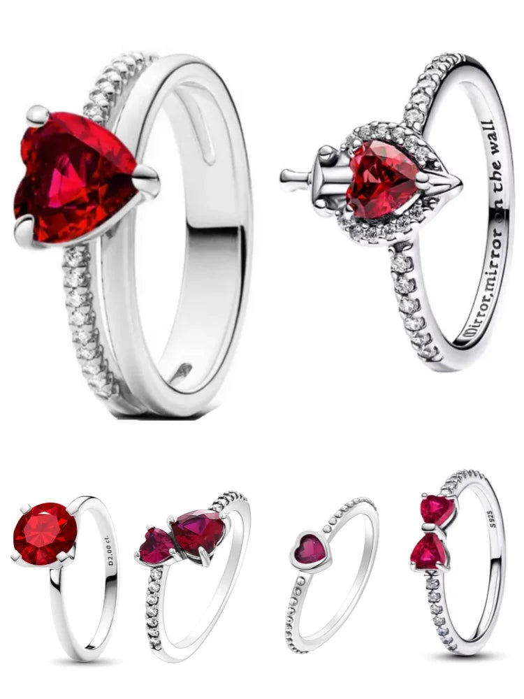 Silver Red Bow Heart Ring – Elegant Men's Accessory | Accessorio Uomo Elegante