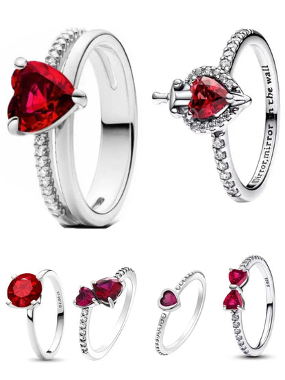 Silver Red Bow Heart Ring – Elegant Men's Accessory | Accessorio Uomo Elegante