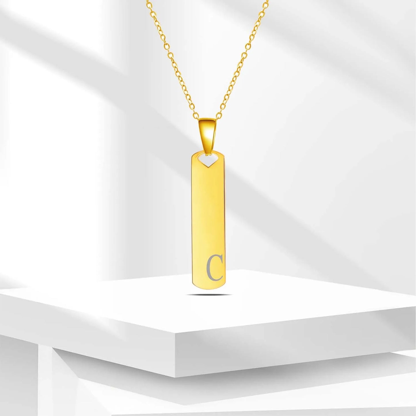 DRAVEN — Stainless Steel Initial Bar Necklace – A–Z Alphabet Pendant Jewelry for Men and Women