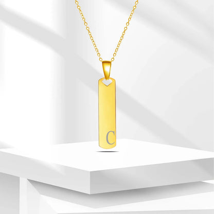Stainless Steel Initial Bar Necklace – A–Z Alphabet Pendant Jewelry for Men and Women – Elegant Men's Accessory | Accessorio Uomo Elegante