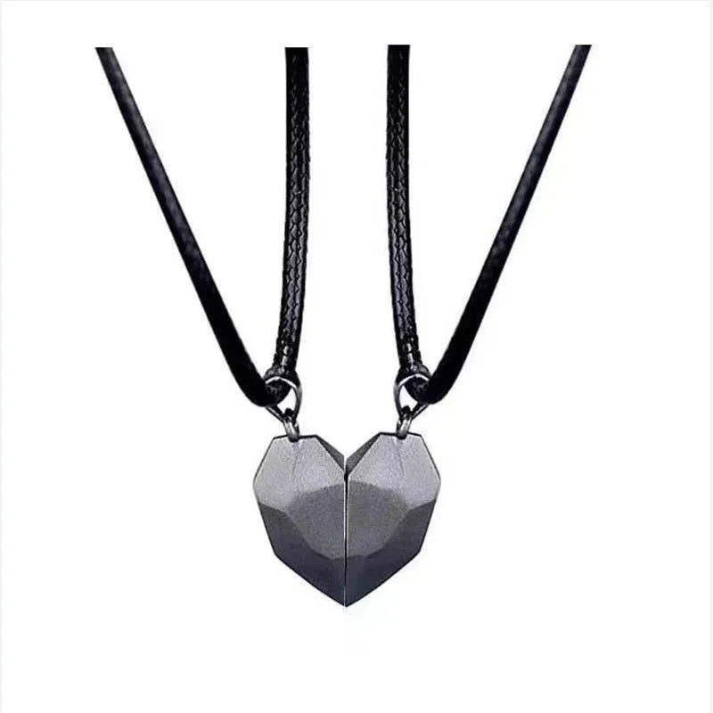 DRAVEN — Magnetic Heart Couple Necklace – Gothic Punk Jewelry for Men and Women