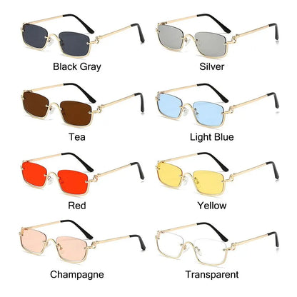 Half-Frame Square Sunglasses – Vintage Metal Y2K Shades – Elegant Men's Accessory | Accessorio Uomo Elegante