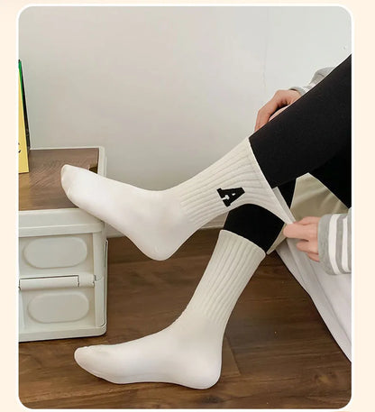 Women's Kawaii Letter A Socks – Warm Korean Style